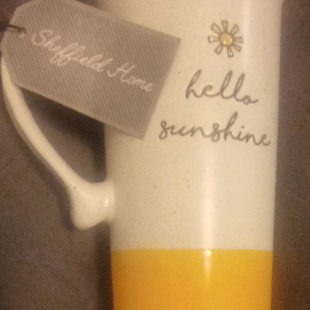 Hello Sunshine! Sheffield's Home~16oz Hand-Painted Ceramic Travel Mug. NWT